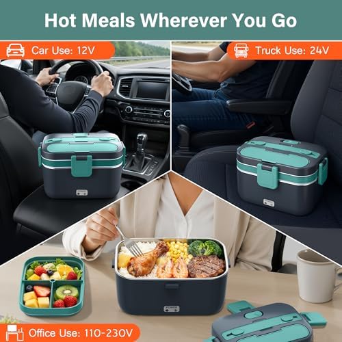 2.8L Electric Heated Lunch Box for Adult 100W Portable Food Warmer