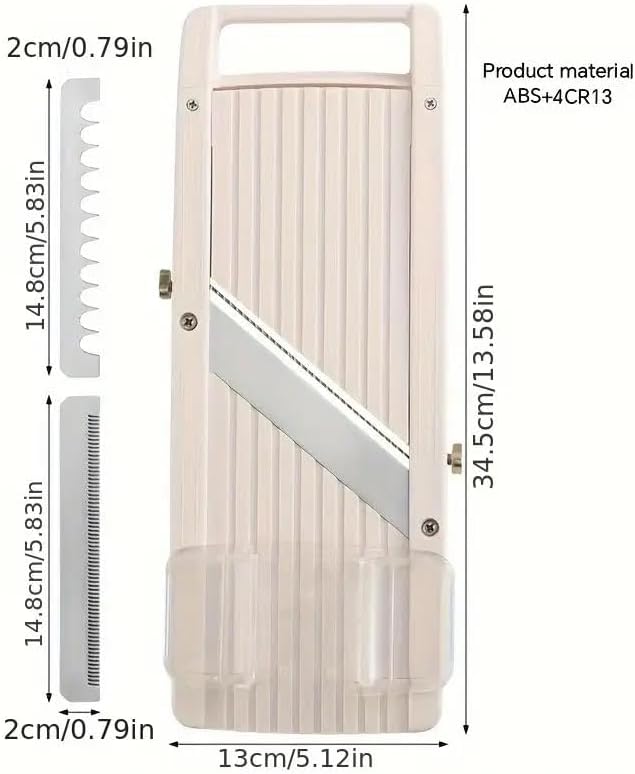 Japanese Mandoline Slicer for Kitchen, 5" Wide Stainless Steel Blade Mandolin Vegetable Cutter, Ivory - Image 5