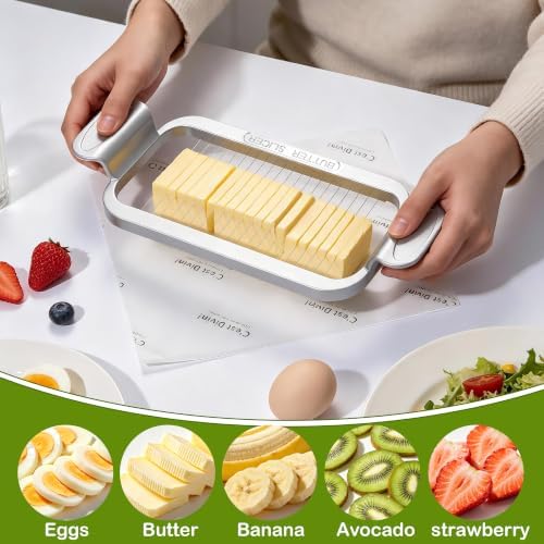 Large Butter Cutter Banana Slicer, Heavy Duty Aluminum & Stainless Steel Wires, Multipurpose Slicer for Butter, Cheese, Banana, Boiled Egg, Strawberry, Dishwasher Safe Kitchen Cutting Tool - Image 5