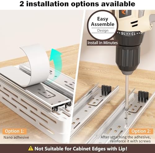 Pull Out Spice Rack Organizer for Cabinet, 2 Pack Slide Out Spice Racks Organizer, Spice Cabinet Organizers, Cabinet Size Need:12'' Highx11'' Deepx5'' Wide,Hold 10 Spice Jar Each Tier-2Tier, White