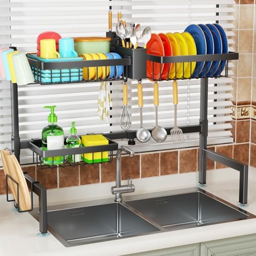 2-Tier Over The Sink Dish Drying Rack, Kitchen Dish Drying Rack