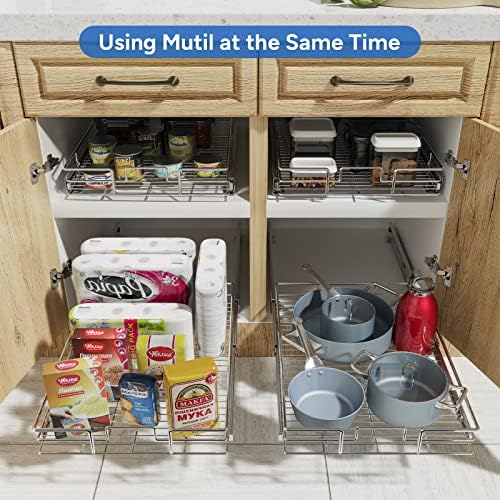 Pull Out Cabinet Organizer, Cabinet Pull Out Shelves 7½" W x 21½" D, Heavy Duty Cabinet Drawers Slide Out Kitchen Cabinet Organizers Storage Shelf