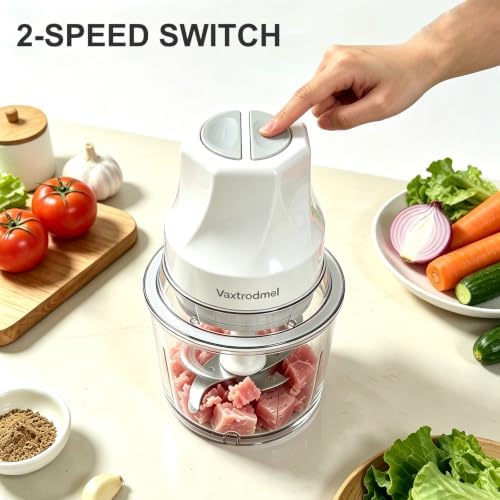 Electric Food Chopper 4 Cup, 2 Speed Switch for Meat/Veggie Chop, SS Dual Blades Durable, Anti-Slip Pad, Dishwasher Safe Easy Clean, Onion/Garlic/Carrot/Cheese Chopper Dicer, Chicken Shredder - Image 4