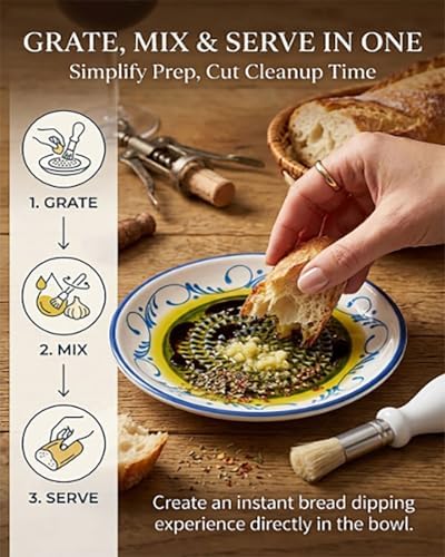 Ceramic Garlic Grater Plate Bowl for Food, Handheld Ginger Peeler Spanish Tomato Grater Dish Gradient Ginger Pottery Crusher Herb Stripper Porcelain Mincing Plate Grinder Kitchen Tool(#4)