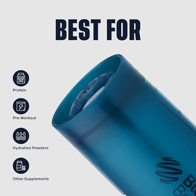 BlenderBottle Classic V2 Shaker Bottle Perfect for Protein Shakes and Pre Workout, 20-Ounce, Ocean Blue