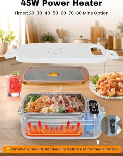 Cordless Electric Lunch Box, 1000ml Removable Portable Food Warmer-12000mAh