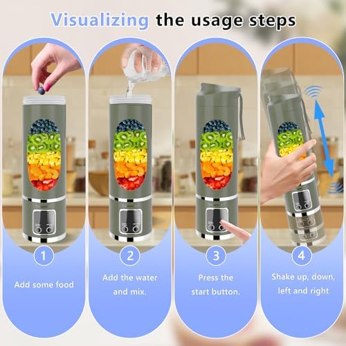 EASYSPEED Portable Blender Electric USB-C, 500ML Personal Juicer for Shakes, 1500mAh Rechargeable, 12 Blades,BPA Free, 18oz Small Blender with Leakproof Lid & Sip Spout, Mixing, Compact,Green - Image 4