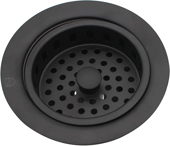 Westbrass D2145-62 3-1/2" Post Style Large Kitchen Sink Basket Strainer, Matte Black (2-Pack)