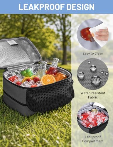Expandable Small Lunch Box for Men Women Kids Work School, Grey/Orange