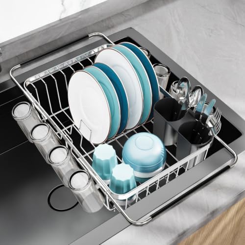 Dish Drying Rack in Sink - Stainless Steel Over Sink Dish Drainer