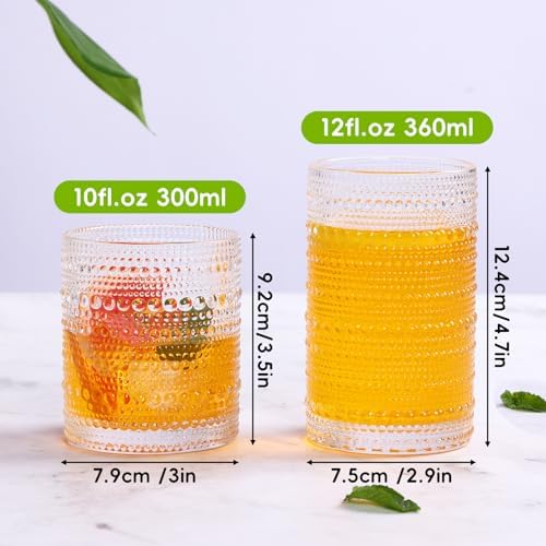 Hobnail Drinking Glasses Set of 12 Vintage Water Glass Cups