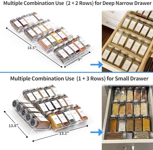 Spice Drawer Organizer, 8 Pcs Clear Seasoning Rack(jar not included)