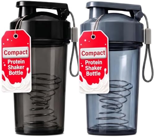 Travel-Friendly Small Shaker Bottle for Protein Shakes, Supplements: 2-Pack by Unknown