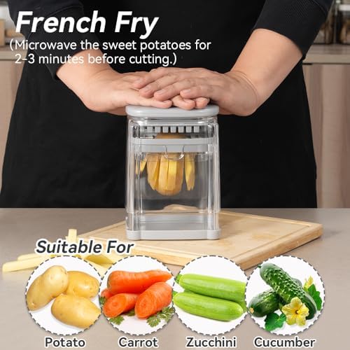 Badelite French Fry Cutter 3 in 1 Potato Onion Chopper Multifunction Egg Apple Slicer Kitchen Vegetable Cutter Dicer for Cucumber, Tomato, Zucchini, Carrot, Citrus Stainless Steel Blade - Image 2