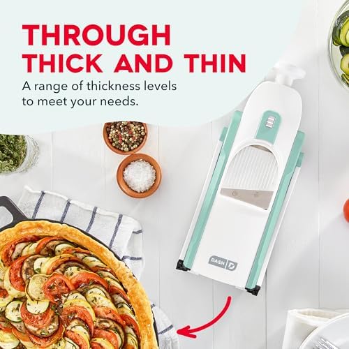Safe Slice Mandoline Slicer, Adjustable 30+ Combos, Aqua