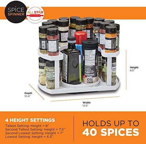 Spice Spinner Two-Tiered Spice Organizer & Holder That Saves Space, Keeps Everything Neat, Organized & Within Reach With Dual Spin Turntables