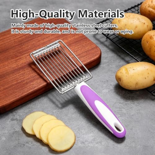 Luncheon Meat Slicer with 10Pcs Blades, Stainless Steel Luncheon Meat Cutter with Non Slip Handle, Purple Luncheon Meat Slicing Tool for Tomatoes, Fruits, Cheese, Boiled Egg - Image 5