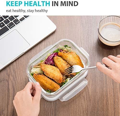 6 Pack Glass Meal Prep Containers, Glass Food Storage Containers with Lids