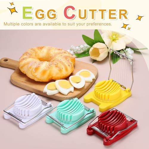 uxcell Egg Slicer for Hard Boiled Eggs, Stainless Steel Wire, Rose Red - Image 4
