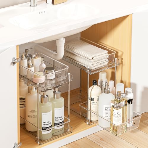 2 Pack Taller Pull Out Bathroom Under Sink Organizer (S-Higher)