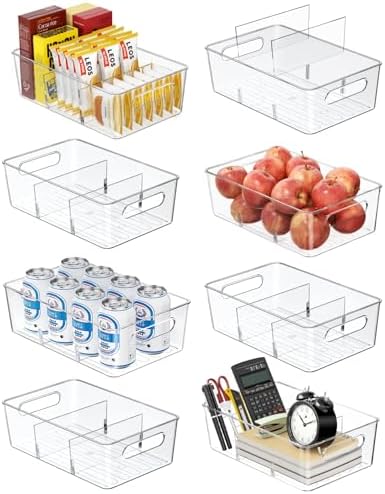 8-Pack Pantry Organizers and Storage, Clear Fridge Organizer Bins