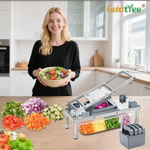 Vegetable Chopper Veggie Cutter Onion Food Dicer with Container 10 Blades