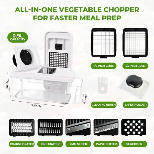 SUSTEAS Vegetable Chopper with Pull-Out Container, 7-Blade Mandolin Slicer - Image 2