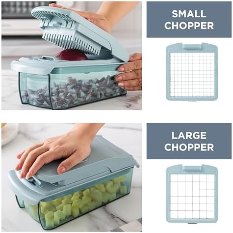 Cook with Color Vegetable Chopper - Multifunctional 11 in 1 Vegetable Chopper with Container - Food Chopper to Dice, Chop, Slice, Julienne and Spiralize, Blue - Image 5