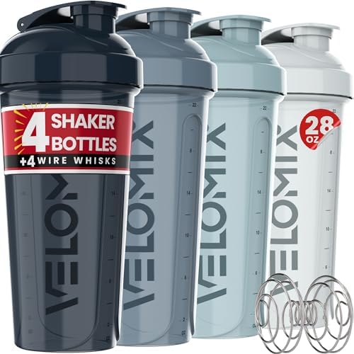 4 Pack 28oz Shaker Cups for Protein Shakes, Aqua Depths