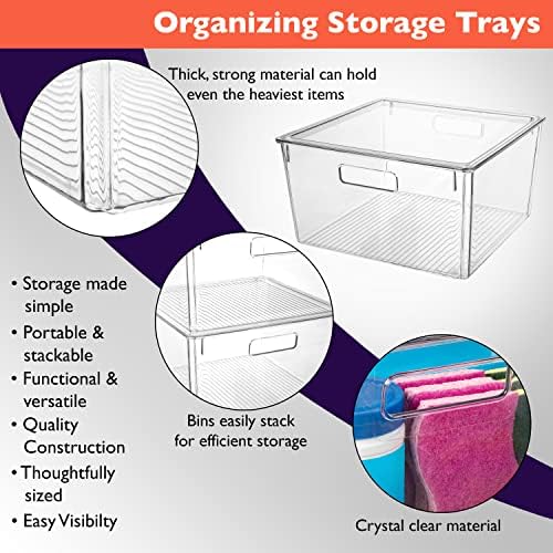 Plastic Storage Bins with Lids, Pantry Organizer, XL, 8 Pack
