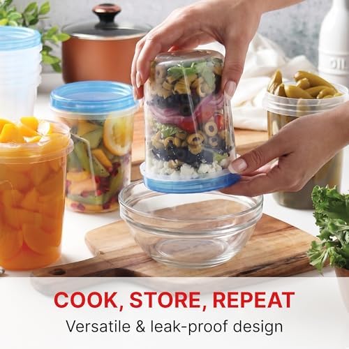 Freezer Storage Containers, 10 Pack, 32 Oz Leakproof BPA-Free Lids
