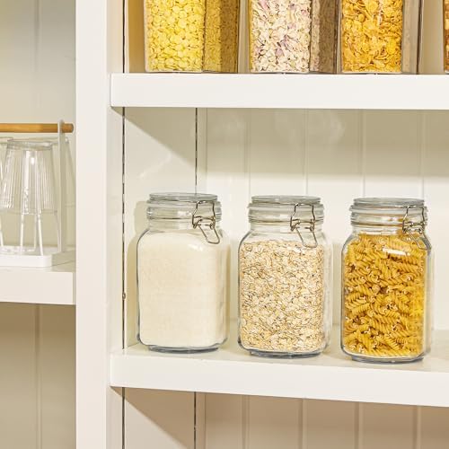 50oz Glass Food Storage Jars with Airtight Clamp Lids, 3 Pack