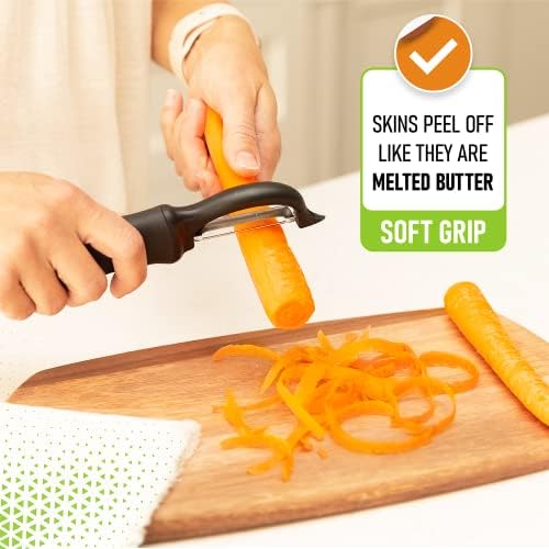 Swivel Vegetable Peeler with Soft Grip Handle, Set of 2, Black