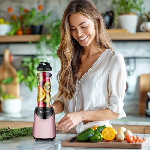 La Reveuse 300W Personal Size Blender (Pink) + 18 oz Replacement Bottle - Image 5