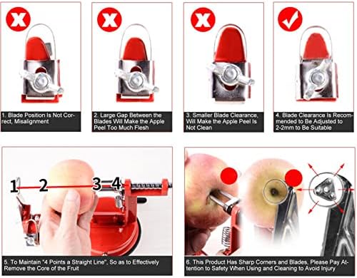 Apple Peeler, Slicer Corer Potato Peelers 3 In 1, Hand Cranking Potato Peeler for Kitchen Restaurant Big Red Sucker Pull Rod