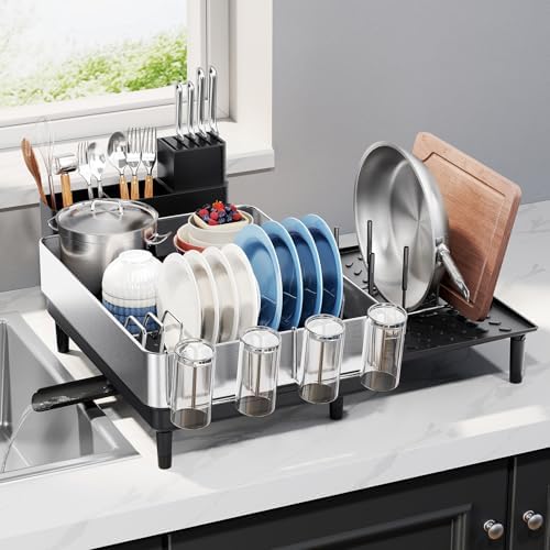 Expandable Dish Drying Rack, Stainless Steel, Large Capacity