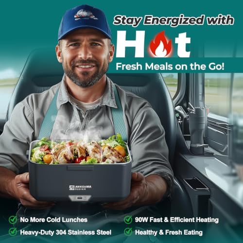 Electric Lunch Box for Adults, 100w 3.5L 2-Layer Portable Food Warmer, Dual Mode 2.5L + 1L Heated Lunch Box for Adults, Home/Car/Office/Truck Use, Lonchera Eléctrica Portátil
