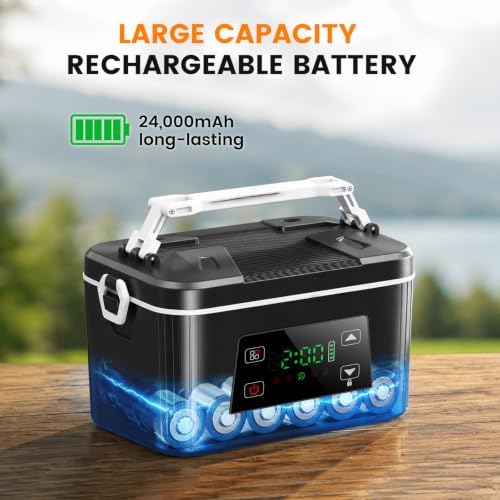 XL 6.3Cups Cordless Electric Heated Lunch Box, Rechargeable Battery 100W Smart Self Heating Portable Food Warmer for Adults Men Women Truckers Offices Worker Traveler Outdoor Nurses Doctors Black