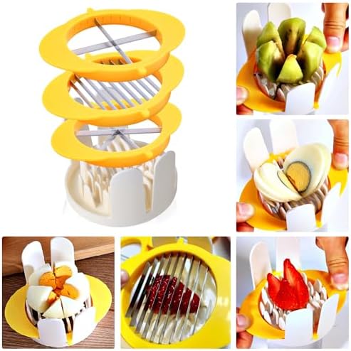 Jawbush 3-in-1 Egg Slicer with Sharp Stainless Steel Blades, Heavy Duty Multi-purpose Food Cutter for Slicing, Wedging & Quartering, Durable Blade Slicer for Hard Boiled Eggs, Strawberries & Kiwis - Image 3