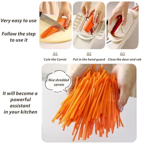 4-in-1 Vegetable Slicer & Grater - Dual-Guard Hand Protector with 4 Sharp Blade, Safe Mandoline for Potato, Carrot, Cucumber (White) - Image 6