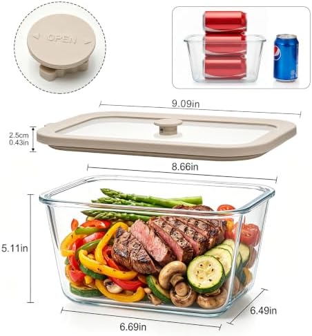 2 Pack 82oz Large Glass Food Storage Containers with Lids
