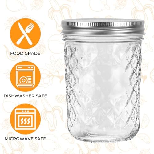 12 Pack16oz Wide Mouth Glass Mason Jars, Canning Jars with Airtight Lids