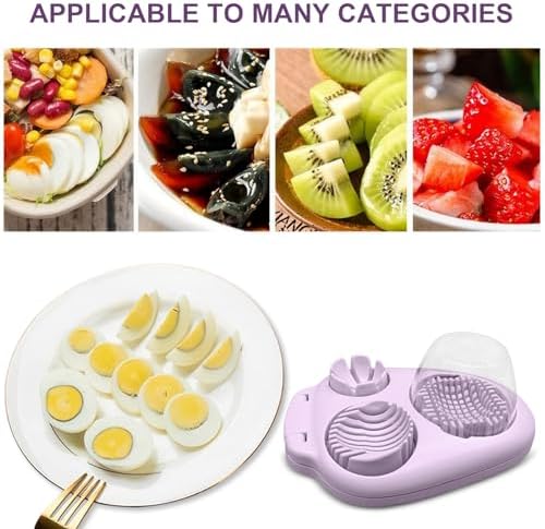 3 Slice Modes Egg Slicer for Hard Boiled Eggs, Stainless Steel Egg Cutter, 3-in-1 Kitchen Chopper Tool, Purple - Image 7