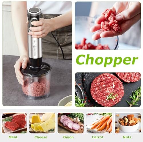 Immersion Blender with Food Processor, 20 Speeds & Turbo Mode