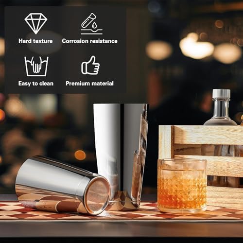 Boston Cocktail Shaker Set, 18 oz & 28 oz, Stainless Steel (Silver)