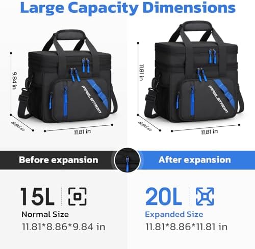 Insulated Lunch Box, 20L Double Deck Cooler Bag for Men Women