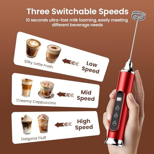 YUSWKO Milk Frother Wand for Coffee with Stand, Coffee Frother Handheld - Image 2