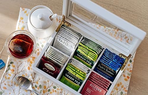 Wooden Tea Organizer For Tea Bags, White