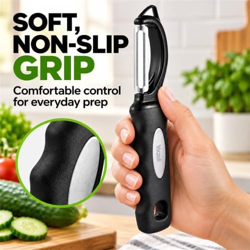 Swivel Vegetable Peeler for Kitchen w/Soft Grip Handle, Black-1pcs