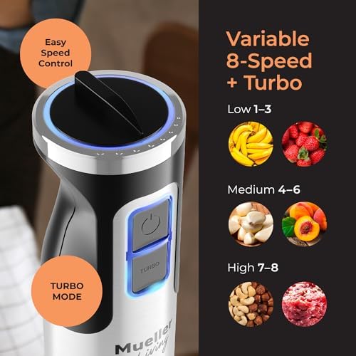 Mueller Immersion Blender Handheld - 8 Speed Stainless Steel Electric Hand Blender, Emulsion Blender Stick Kitchen Gadget with Turbo Mode - Image 5